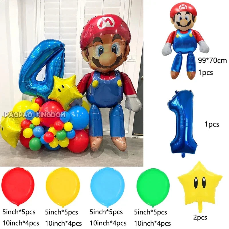 Super Mario Foil Balloons Arch Garland Kit Latex Balloons Number Balls Mario Birthday Party Baby Shower Decoration Gift Toys