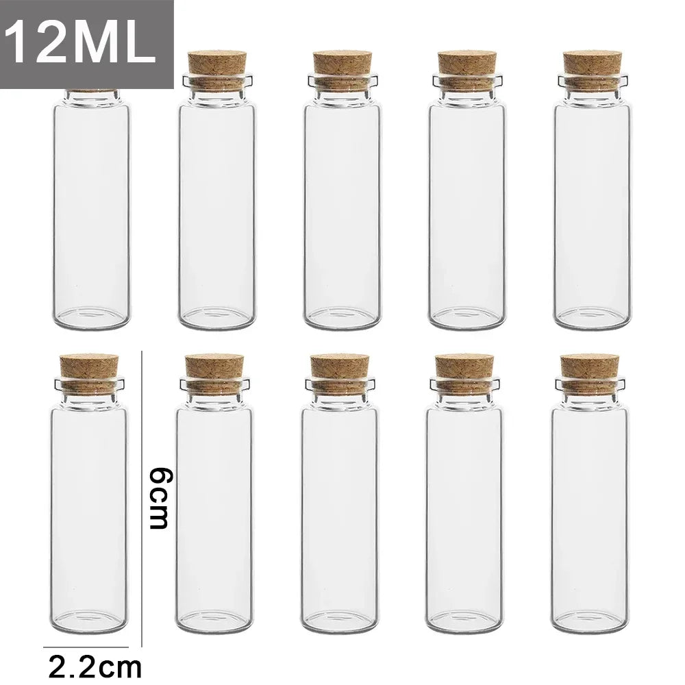 20/10PCS Cork Stopper Glass Bottles DIY Birthday Gift Transparent Empty Message Wishing Bottle Christmas Wedding Party Decor