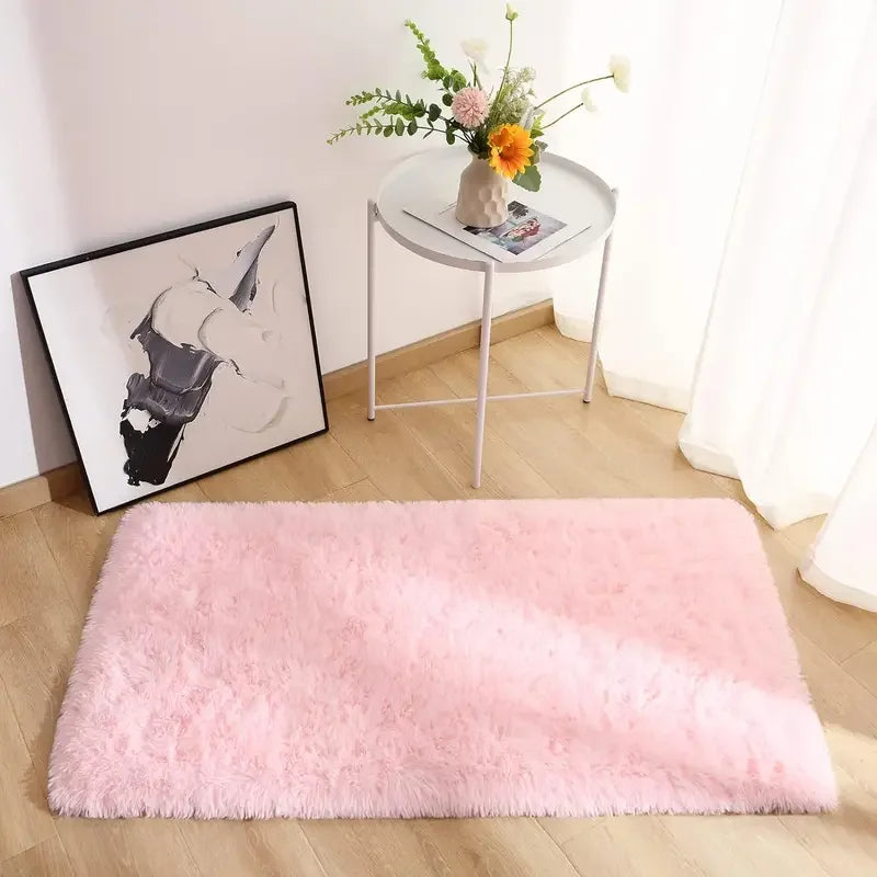VIKAMA Children'S Room Mat Home Decor Living Room Mat Tie-Dye Gradient Silk Wool Carpet Entry By Mat Plush Soft Fluffy