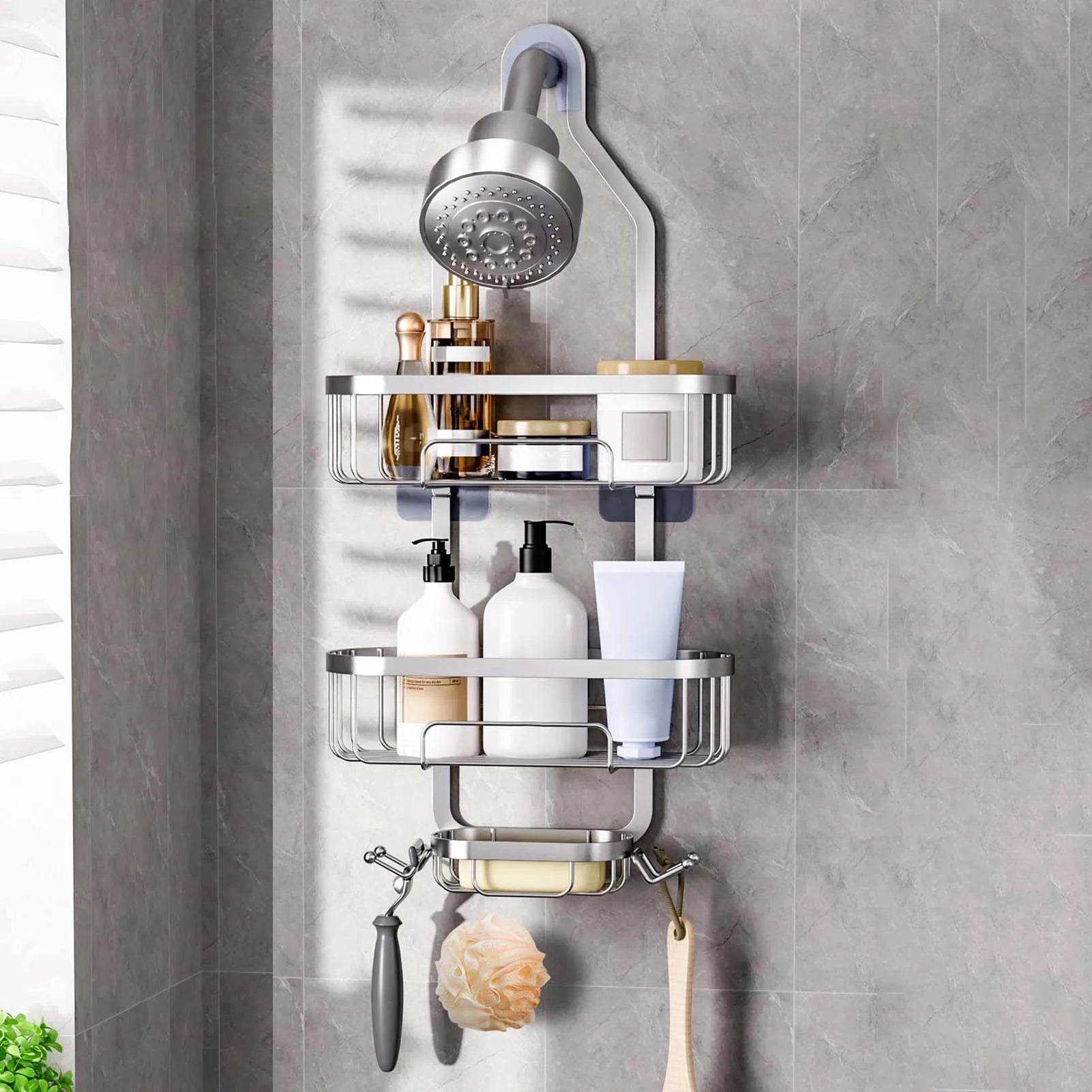 3-Tier Household Shower Shelves No Drilling Rustproof Shower Rack for Towels And Other Bath Accessories