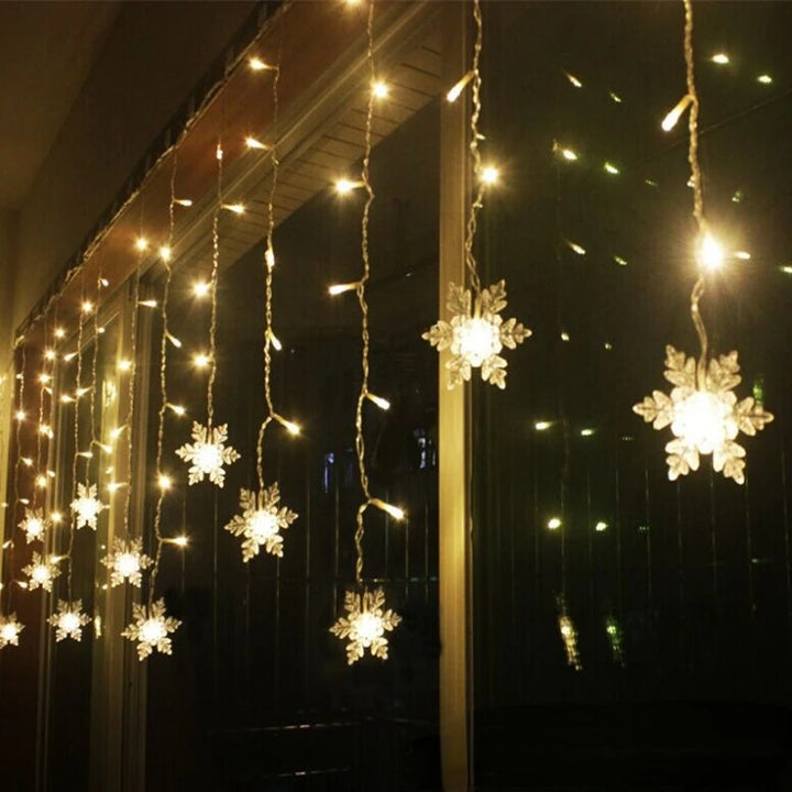 Christmas Lights Garland LED String Lights Snowflakes Flashing Fairy Curtain Light for Holiday Wedding Party New Year Decoration