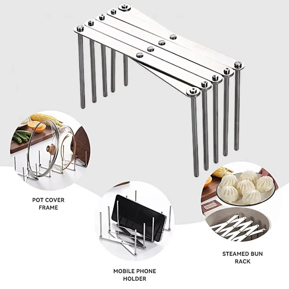 Retractable Stainless Steel Pot Lid & Dish Storage Rack