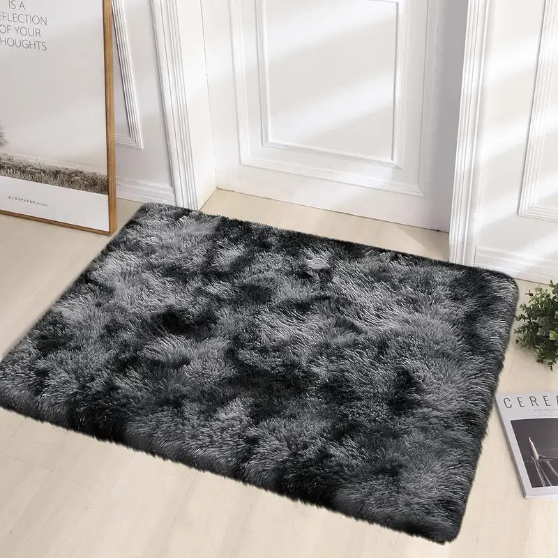 VIKAMA Children'S Room Mat Home Decor Living Room Mat Tie-Dye Gradient Silk Wool Carpet Entry By Mat Plush Soft Fluffy