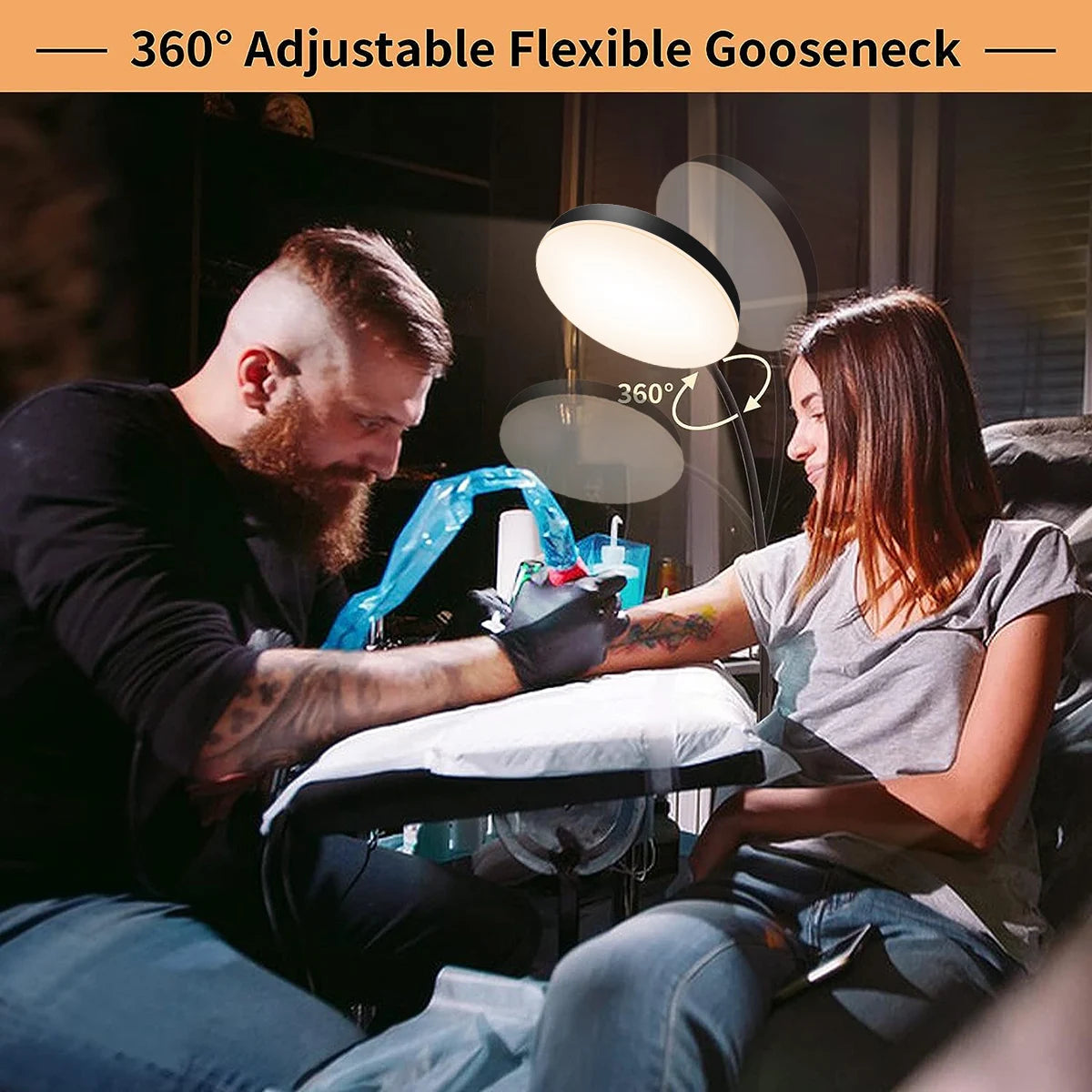 LED Floor Lamp Changeable Reading Lamp with Flexible Gooseneck Dimmable Table or Floor Standing Task Light for Indoor Room