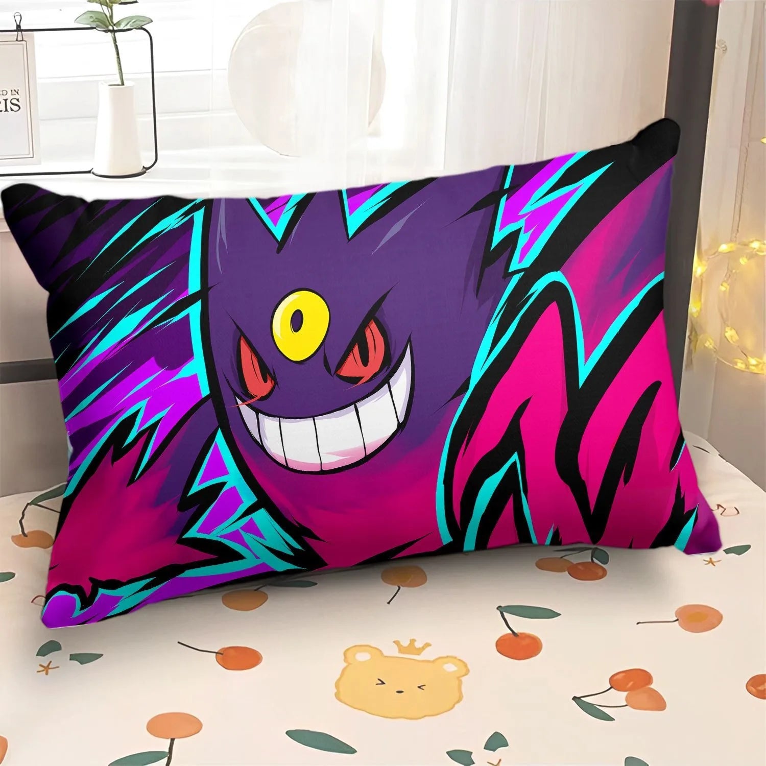 Kawaii Pokémon Pillowcase Pikachu Geng Ghost Pattern Printing Living room Sofa Pillow Case Room Home Decoration 40x60 50x70cm