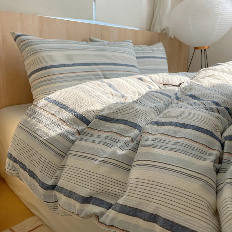 Nordic sling Cotton Pink Stripes Duvet Cover 150x200 Size Girl's Room housse de couette Skin friendly Breathable Comforter Sets