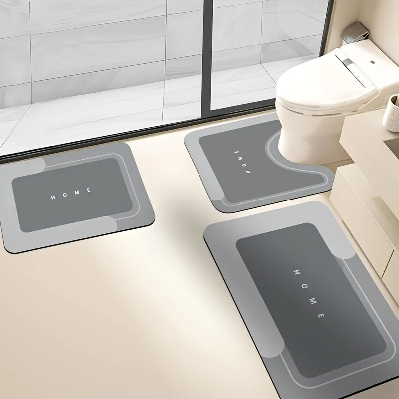 3-Piece Anti-Slip Bathroom Mat Set – Quick-Dry EVA U-Shaped Toilet Mat & Floor Mats for Bathroom, Kitchen & Living Room