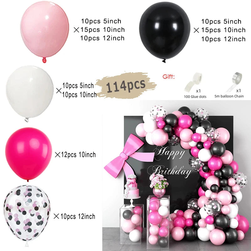 Black and Gold Balloons Garland Arch Kit with Starburst Foil Balloons for Wedding Birthday Family Party Decorations Supplies