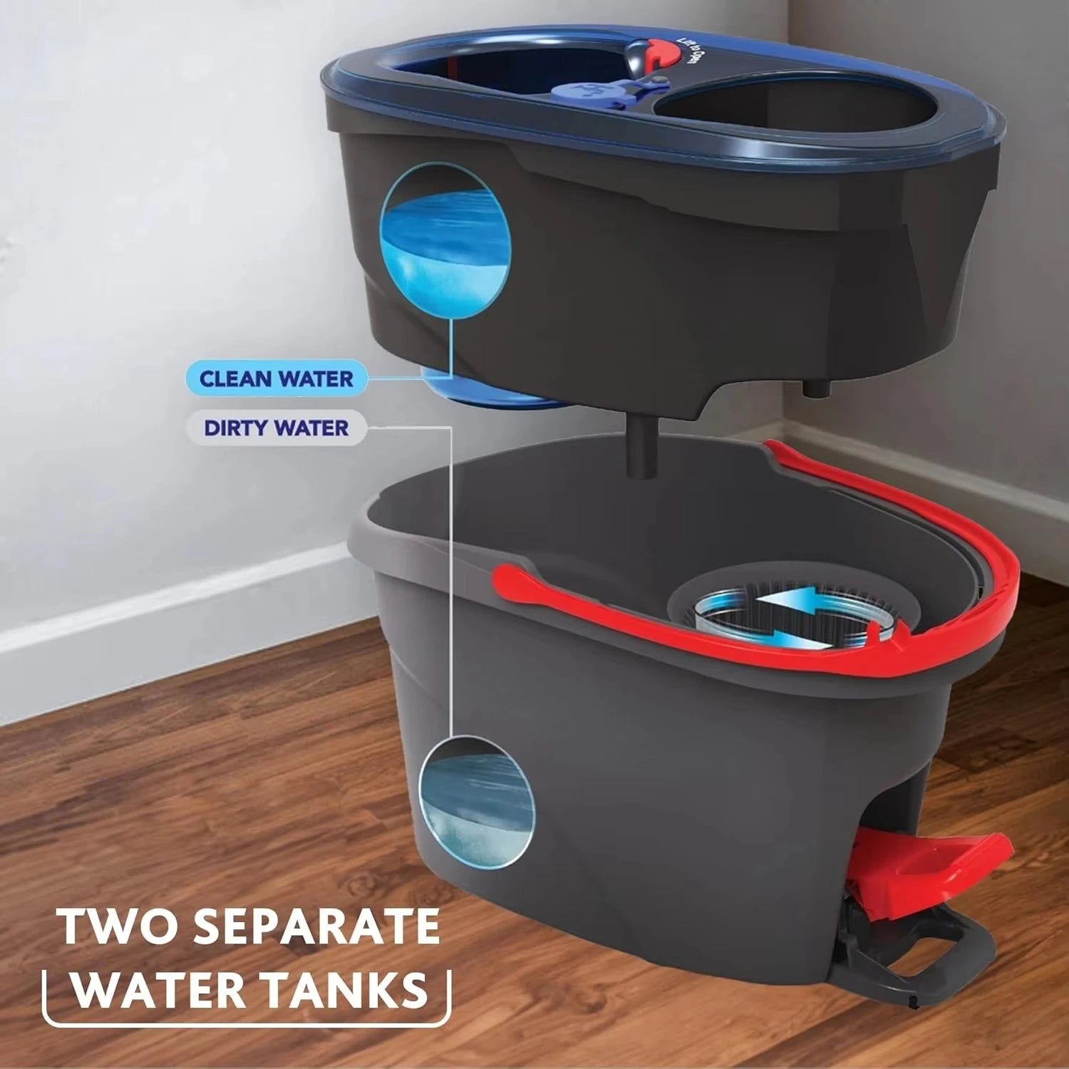 NEW   RinseClean Spin Mop & Bucket System | Clean with Clean Water | Removes 99% of Bacteria ,Fast delivery