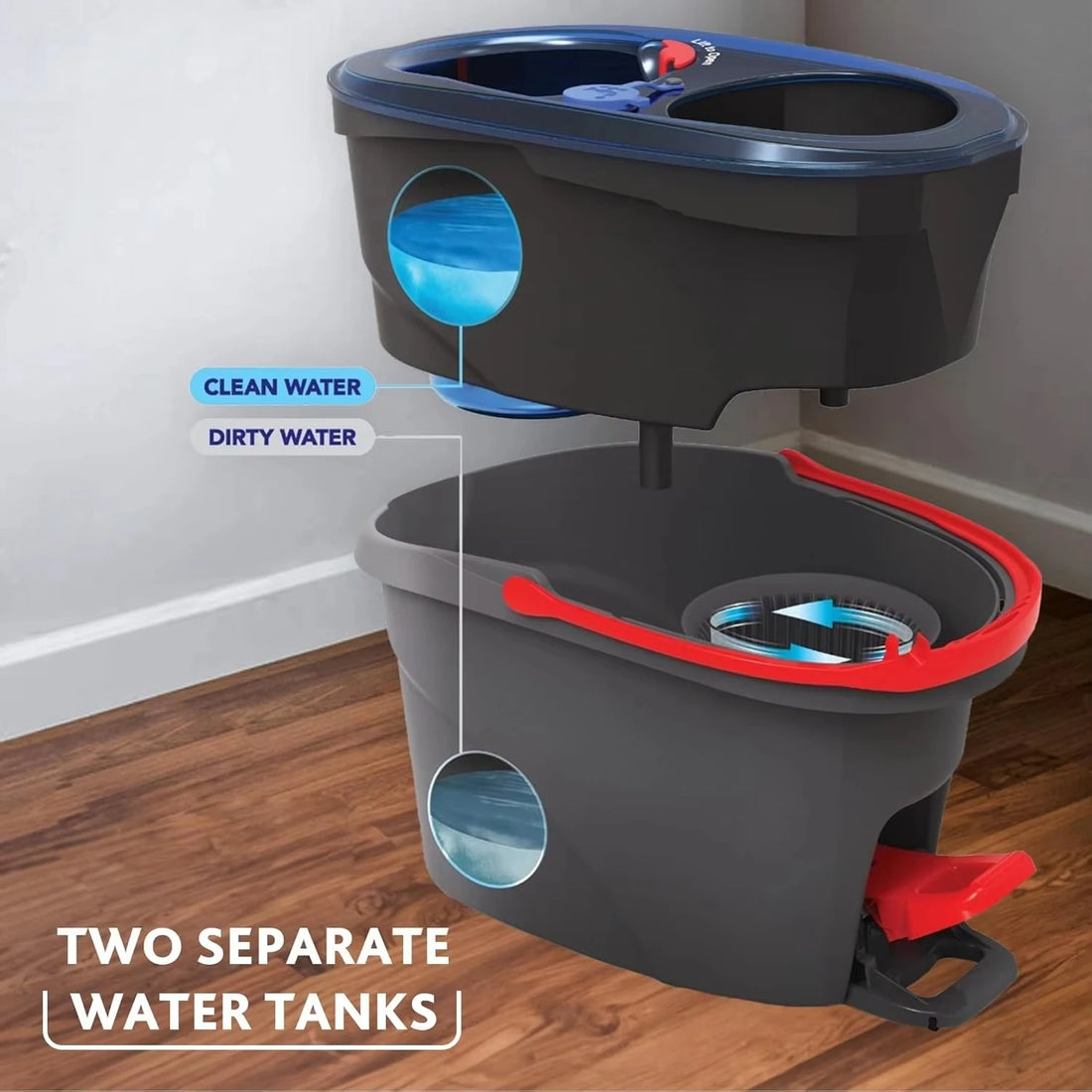NEW   RinseClean Spin Mop & Bucket System | Clean with Clean Water | Removes 99% of Bacteria ,Fast delivery