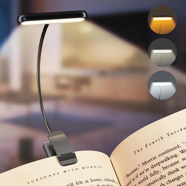 Luz de lectura recargable por USB con 14 LED, luz blanca cálida y fría, luz de día, portátil, flexible, fácil de enganchar, lámpara de lectura nocturna