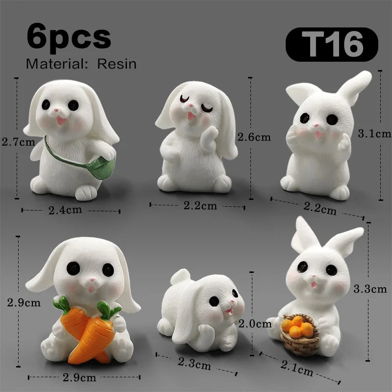 Halloween Christmas Easter White Rabbit Figurine DIY Home Decor Miniature Fairy Garden Dollhouse Decoration Accessories Modern