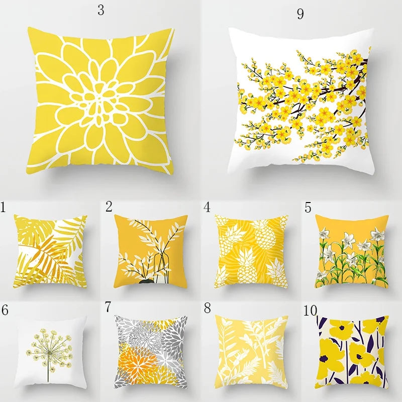 Modern Simple Yellow Flower Pillowcase Home Sofa  Lumbar  Cushion  Pillow