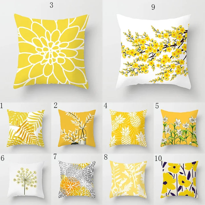 Modern Simple Yellow Flower Pillowcase Home Sofa  Lumbar  Cushion  Pillow