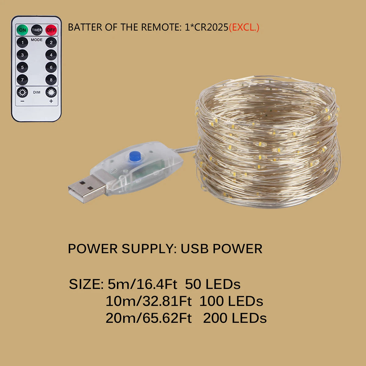 Led String Light Christmas Fairy Light USB Battery Remote Garland Copper Wire LED Lamp for Wedding Party Decoration 10M 20M