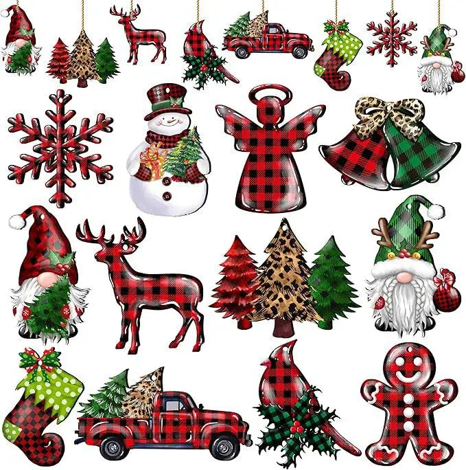 12/24pcs/set New Creative Wooden Christmas Dwarf Gnome Decoration Small Hanging Christmas Tree Decoration Wooden Plaque Set