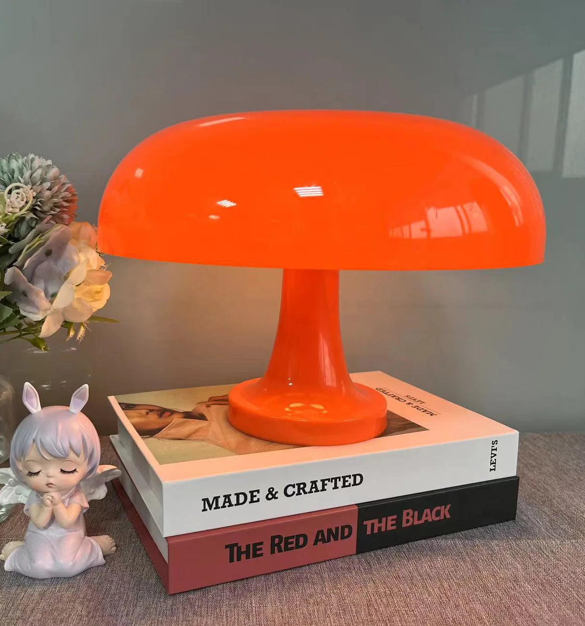 Mushroom table lamp minimalist modern bedroom bedside lamp Danish designer orange decorative table lamp