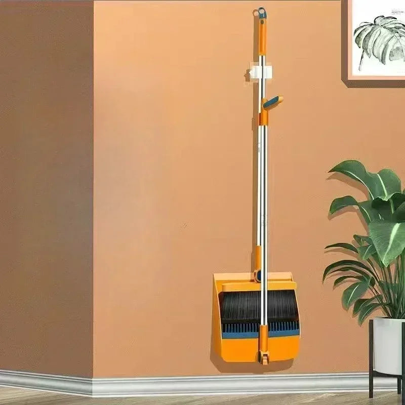 Household Broom & Dustpan Set – Foldable Garbage Shovel with Comb Teeth & 45° Angled Brush Head for Floor Sweeping