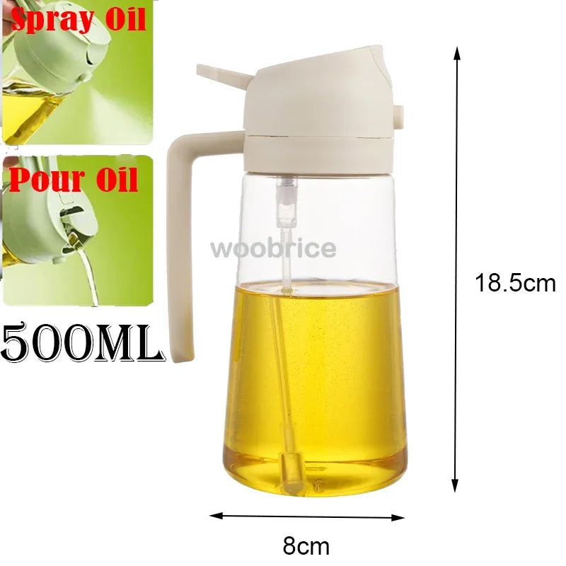 2 in 1 Kitchen Oils Spray Bottle Olive Sprayer Oil Spray Oil Sprayer Plastic for Cooking BBQ Baking Oils Dispenser Accessories