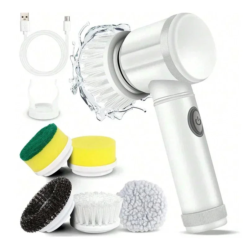 Cordless Electric Spin Scrubber – Rechargeable 5-in-1 Brush Heads for Bathroom, Kitchen, Tile & Car Deep Clean