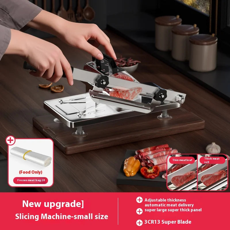 GIANXI Mutton Roll Slicer Machine Stainless Steel Meat Slicer Beef Thin Slice Frozen Meat Household Barbecue Hot Pot Cooking