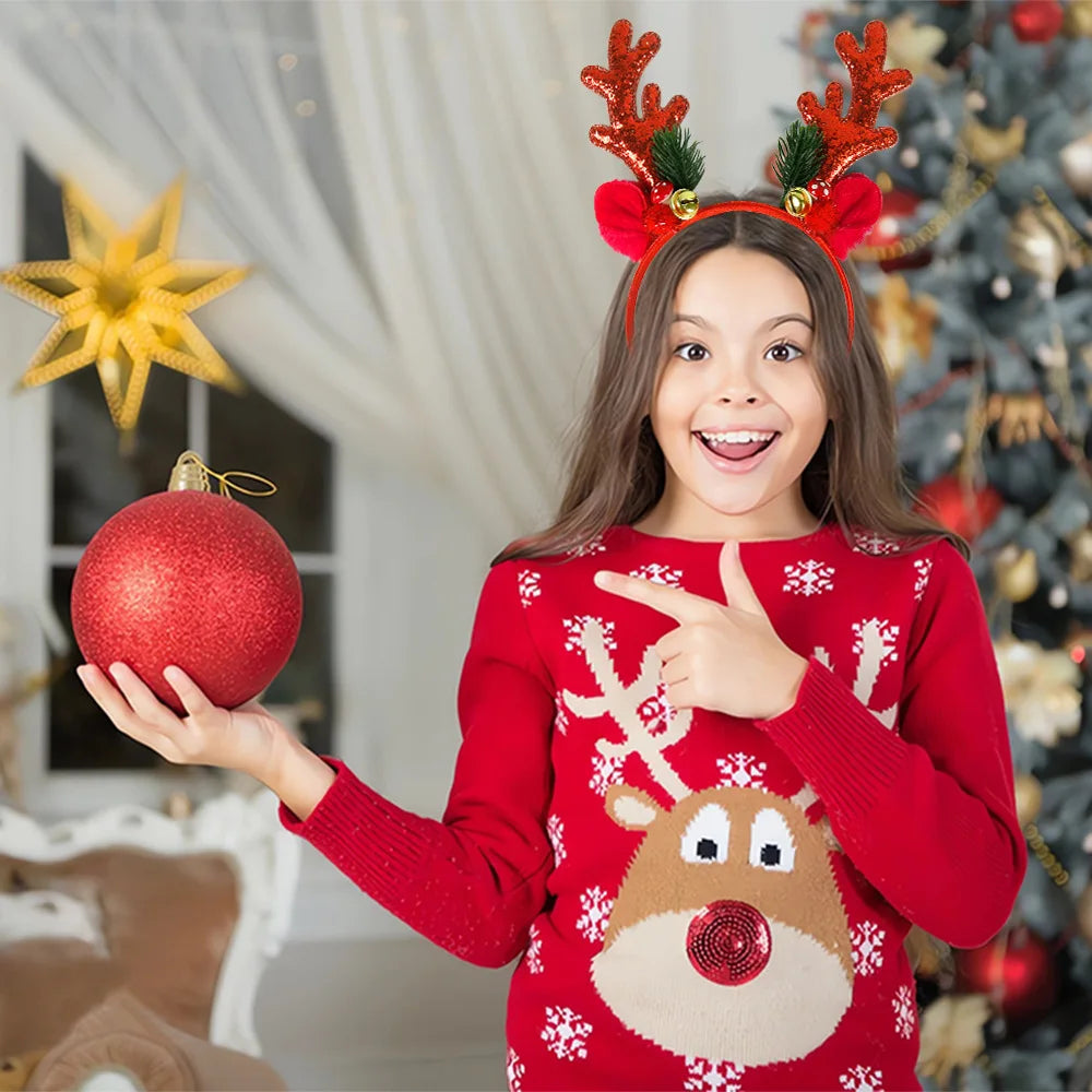 Christmas Headband,Glitter Deer Antlers Headband,Christmas Party Decoration for Kids,Women Hair Decoration
