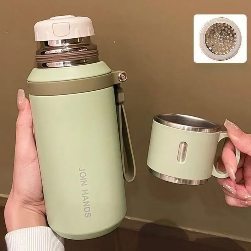 JUSTINLAU Spot Goods 600/800ML Thermos Cup Vacuum Flasks with Tea Strainer Stainless Steel Portable Travel Thermal Water Bottles