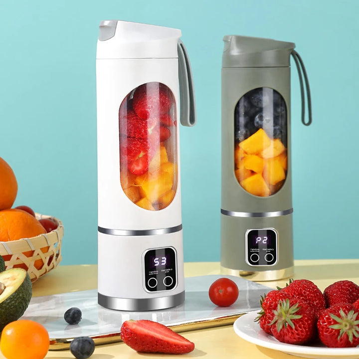 10 Blades Portable Fruit Juicer 450ml Capacity 3 Gears USB Rechargeable Blender Ice Crusher, can make smoothies/ice
