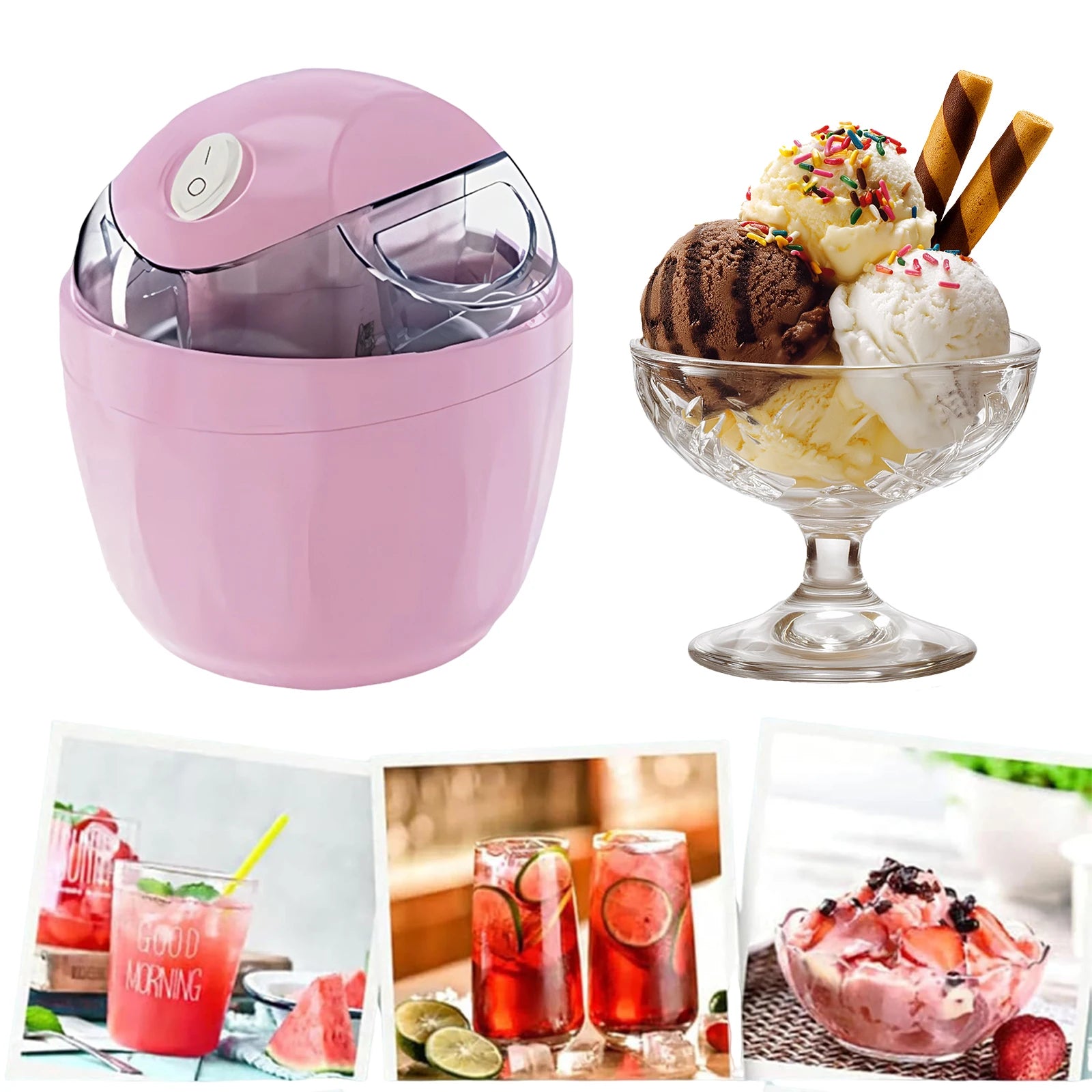 500ml Mini Electric Ice Cream Maker – One-Touch Homemade Frozen Treats in Just 15 Minutes
