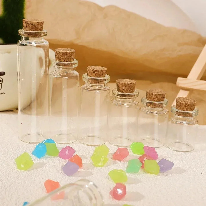 20/10PCS Cork Stopper Glass Bottles DIY Birthday Gift Transparent Empty Message Wishing Bottle Christmas Wedding Party Decor
