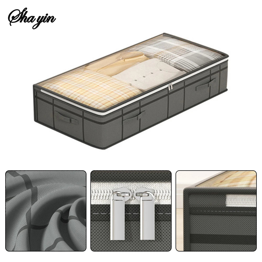 1PC foldable non-woven bed bottom storage bag Large capacity clothing blanket storage bag Tidy bedroom closet dust