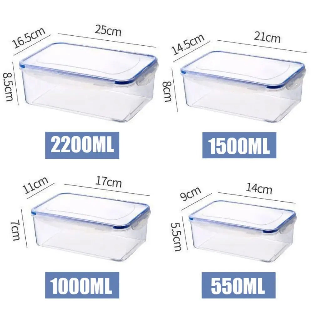 1Pc/4Pcs Refrigerator Storage Box Food Containers Plastic Fresh-Keeping Box with Lid Portable Storage Box Kitchen Organization