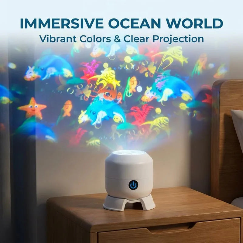 LED Ocean & Snowflake Projection Night Light – USB Rechargeable Dynamic Projector with Adjustable Ambient Light