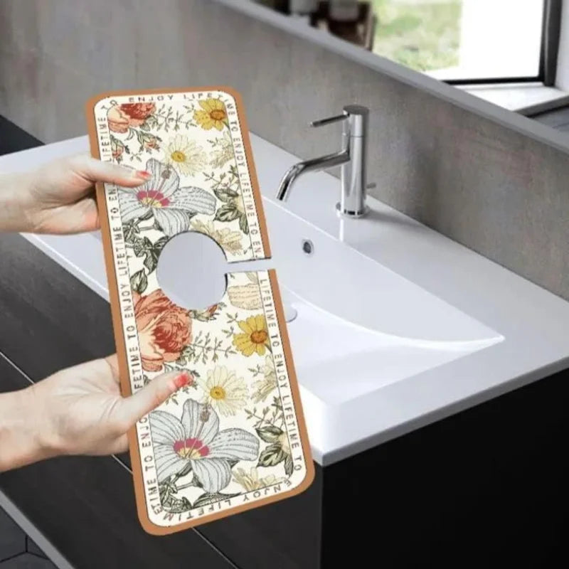 Faucet Drain Pad Retro Self-priming Kitchen Countertop Drain Mat Diatom Mud Wipeable Anti-slip Mat Absorbent Dish Drying Mat