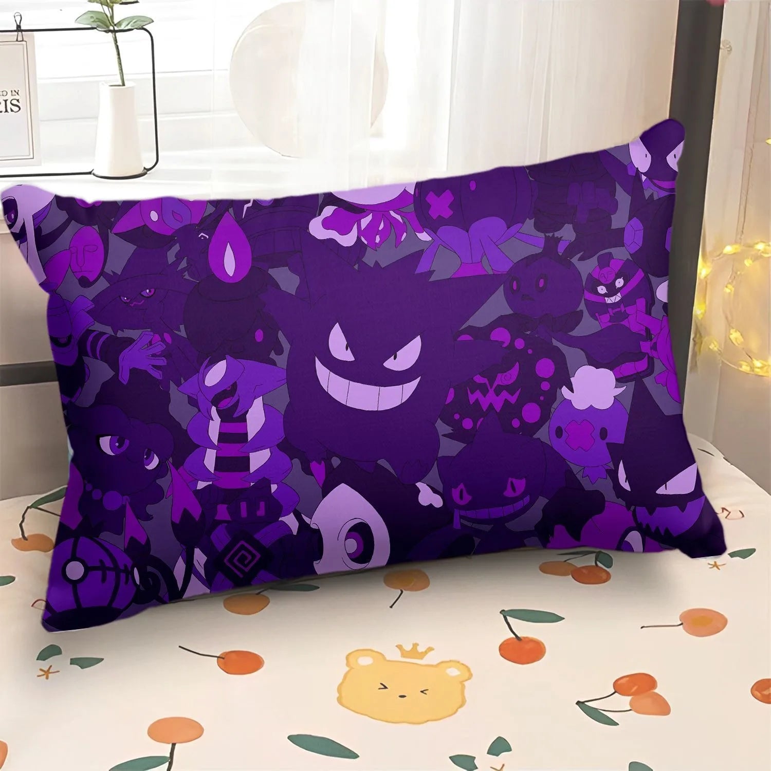 Kawaii Pokémon Pillowcase Pikachu Geng Ghost Pattern Printing Living room Sofa Pillow Case Room Home Decoration 40x60 50x70cm