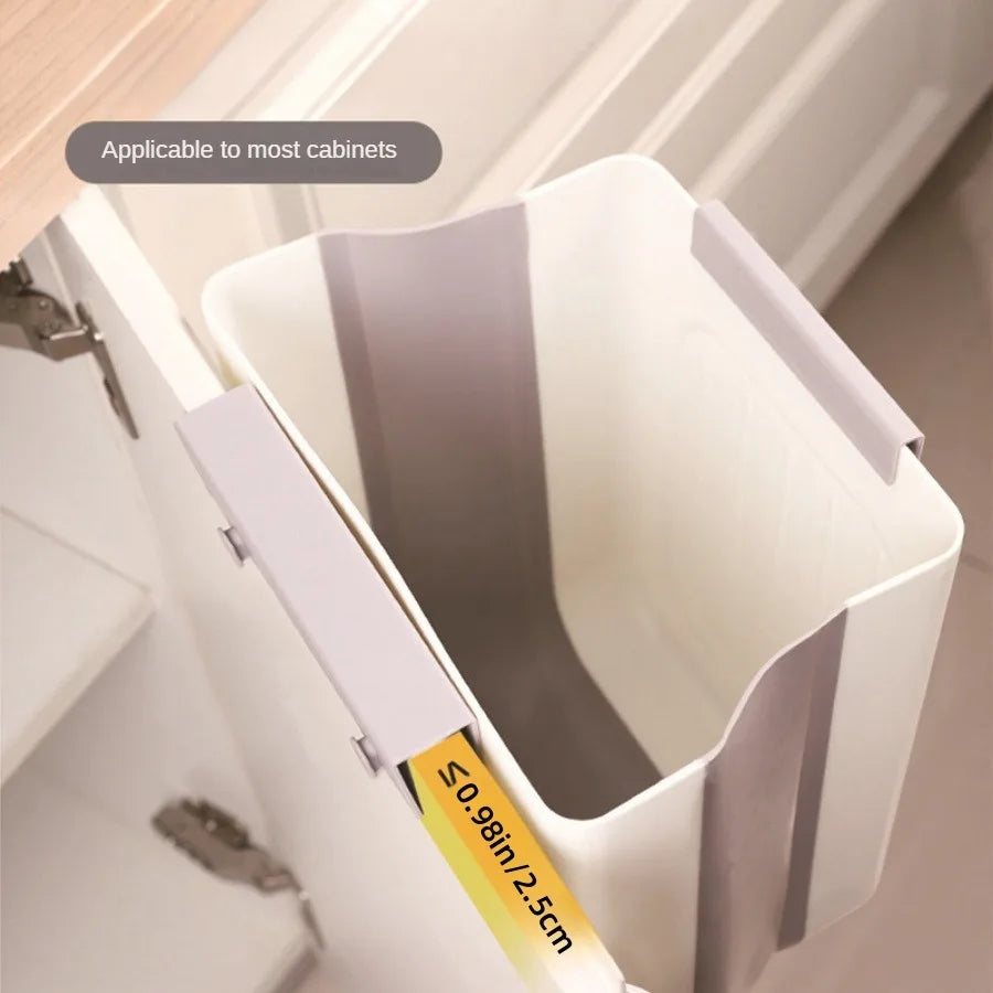 Suspended Foldable Trash Can – Wall-Mounted Kitchen Cabinet Door Waste Bin