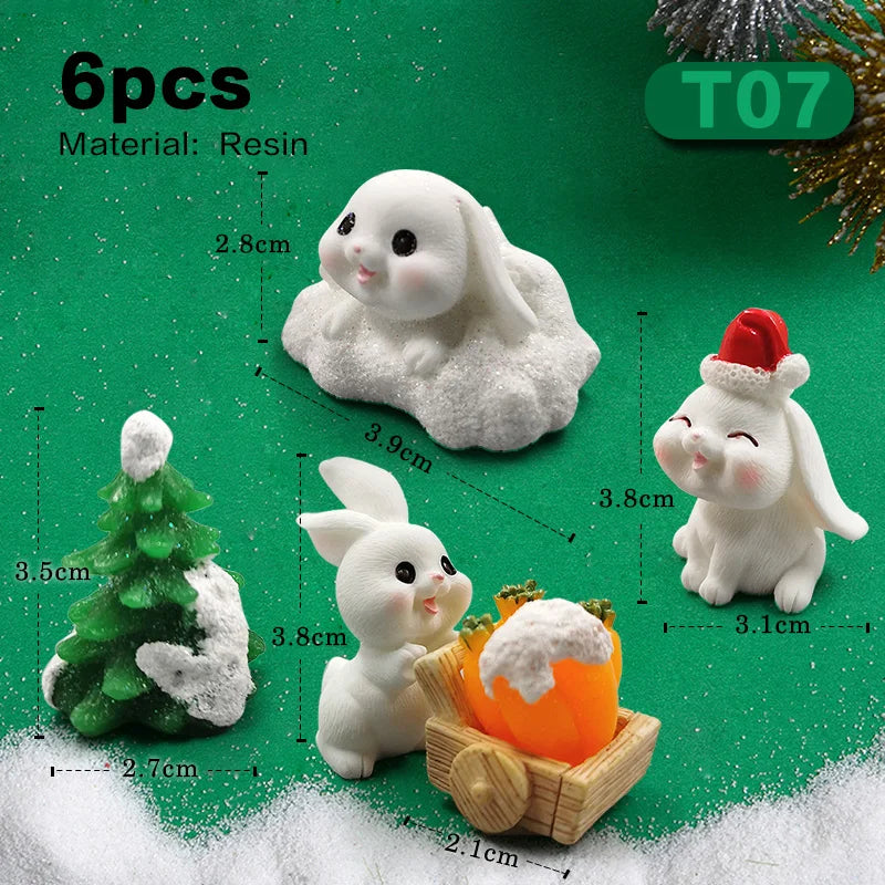 Halloween Christmas Easter White Rabbit Figurine DIY Home Decor Miniature Fairy Garden Dollhouse Decoration Accessories Modern