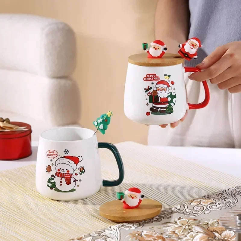1Pcs Christmas gift Ceramic mug cup cup Coffee cup Christmas mug with lid with spoon set cup mug gift box ceramic mug