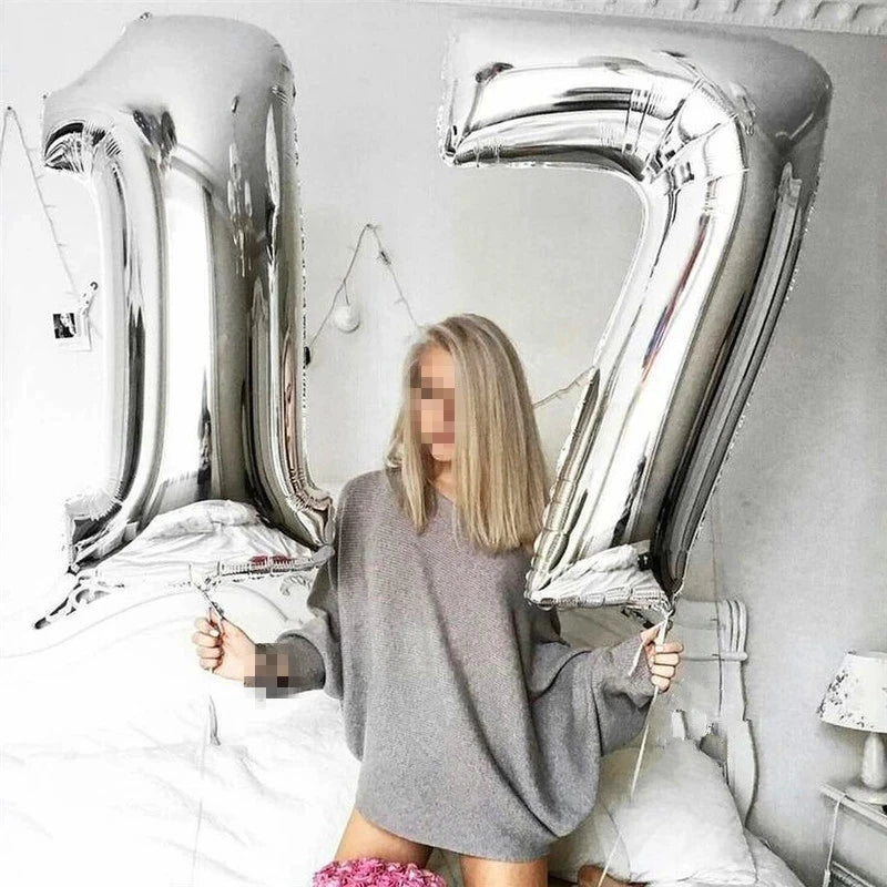 40 Inch Big Foil Birthday Balloons Helium Number Balloon 0-9 Happy Birthday Wedding Party Decorations Shower Large Figures Globo