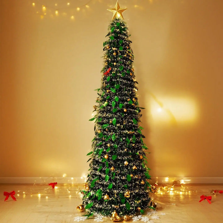 Christmas Tree 5 Ft Festival Ornament Faux Foldable Christmas Tree Christmas Decoration for Winter Holiday Season Decor Indoor