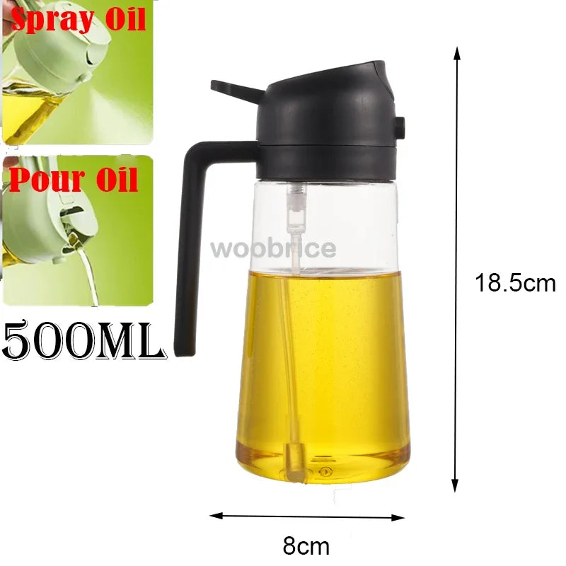 2 in 1 Kitchen Oils Spray Bottle Olive Sprayer Oil Spray Oil Sprayer Plastic for Cooking BBQ Baking Oils Dispenser Accessories