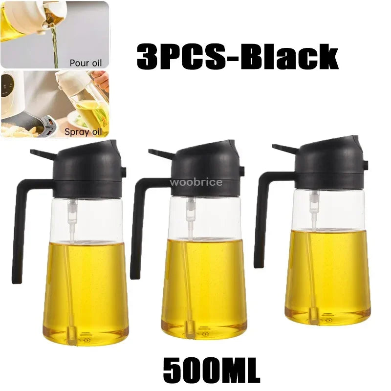 2 in 1 Kitchen Oils Spray Bottle Olive Sprayer Oil Spray Oil Sprayer Plastic for Cooking BBQ Baking Oils Dispenser Accessories