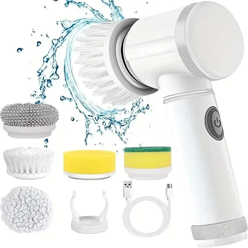 Cordless Electric Spin Scrubber – Rechargeable 5-in-1 Brush Heads for Bathroom, Kitchen, Tile & Car Deep Clean