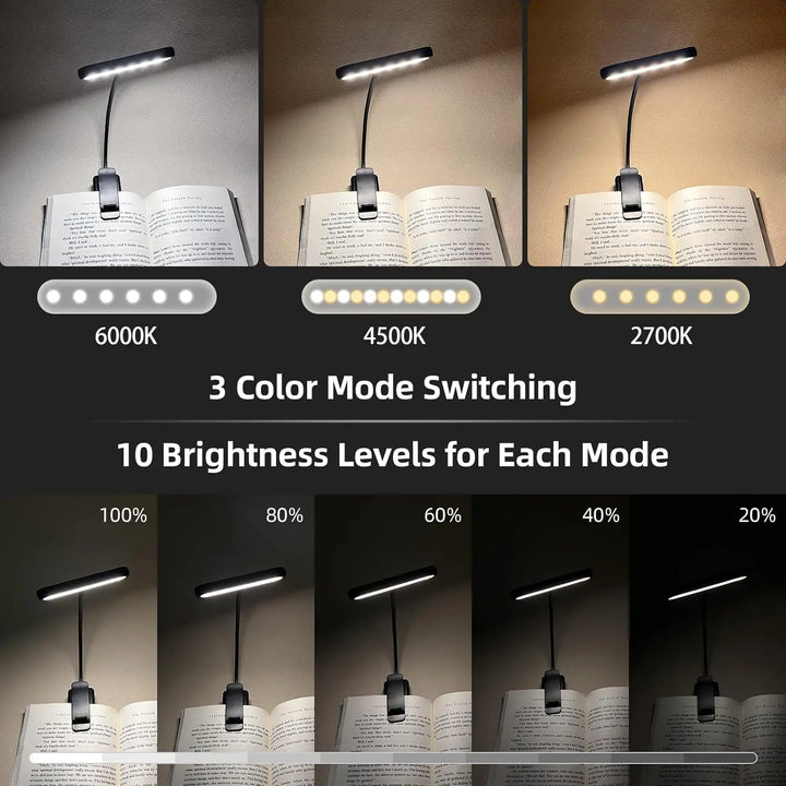 Luz de lectura recargable por USB con 14 LED, luz blanca cálida y fría, luz de día, portátil, flexible, fácil de enganchar, lámpara de lectura nocturna