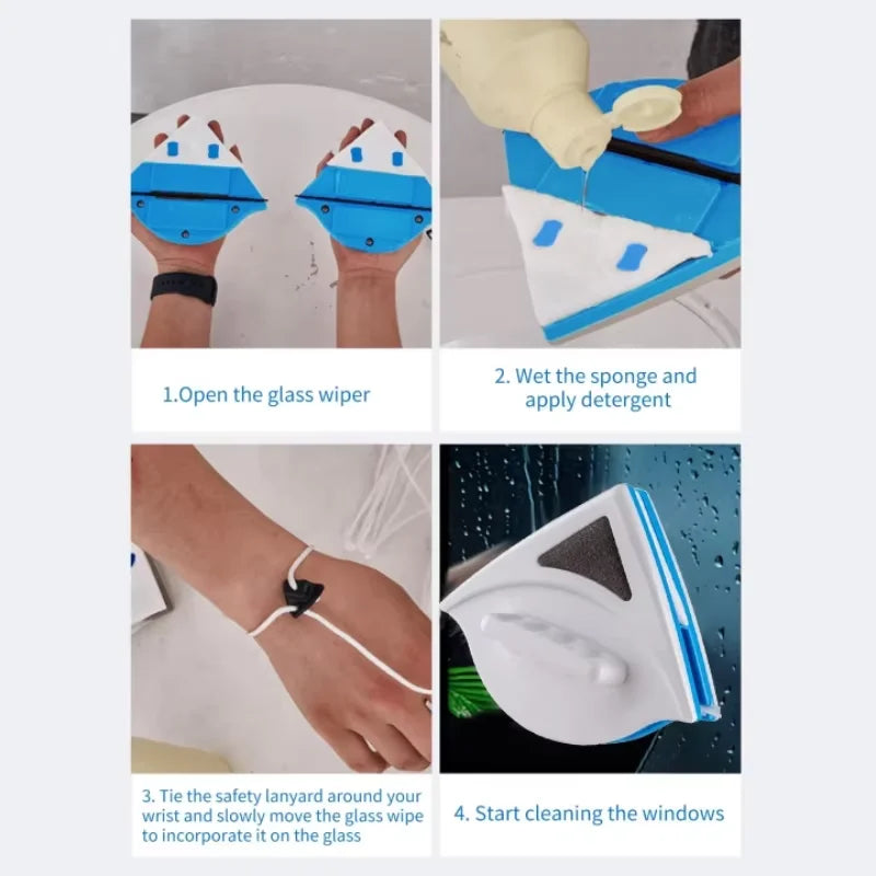 NEW Household Office Special Window Cleaner Magnetic Glass Window Cleaning Tool Automatic Water Discharge Double-layer Wiper