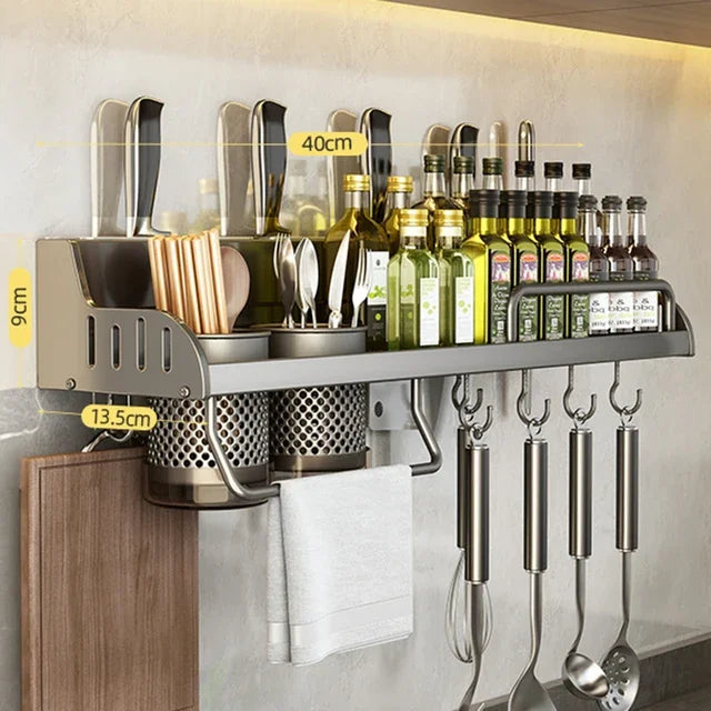Kitchen Storage Rack Multifunctional Cutting Board Holder Wall Spice Rack Utensils Rack for Kitchen Seasoning Holder Organize