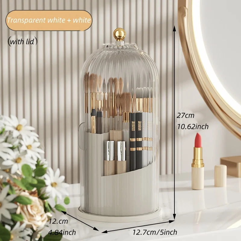 Rotating Makeup Brush Storage Box – Dressing Table Organizer for Easy Brush Storage & Display