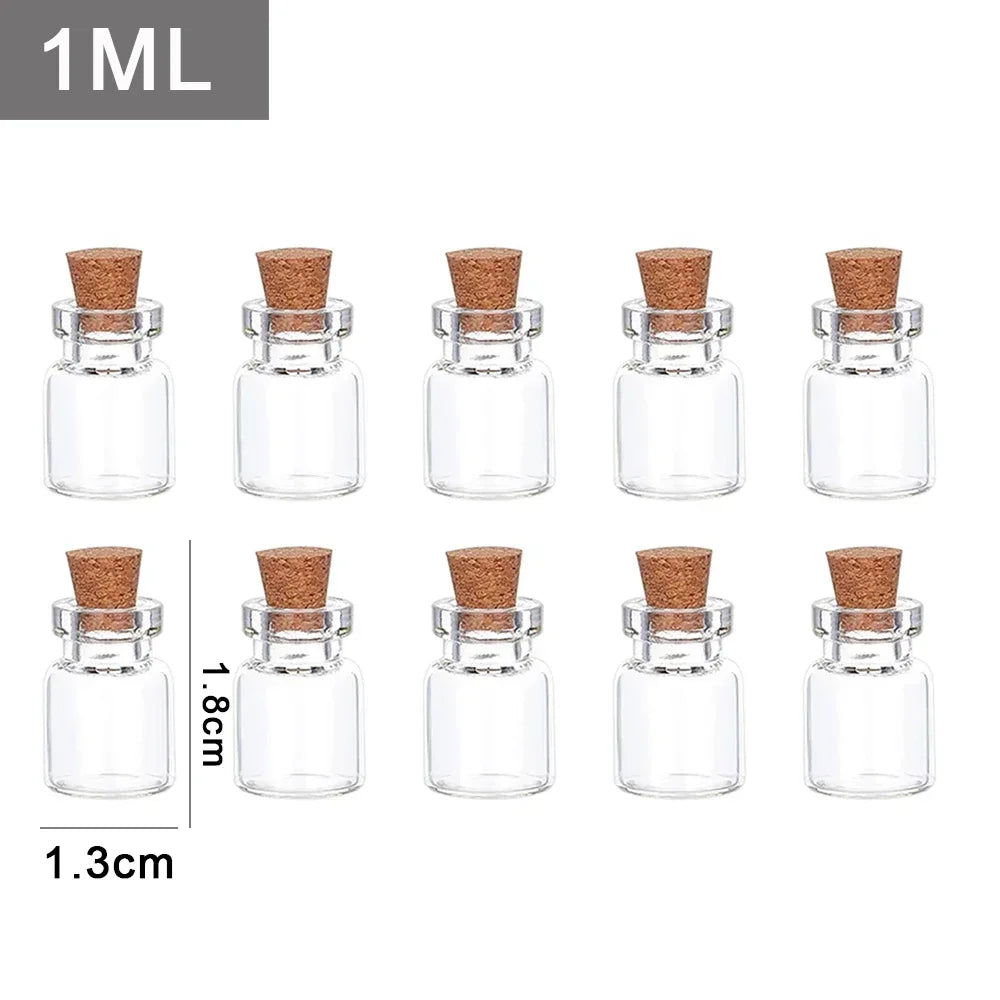 20/10PCS Cork Stopper Glass Bottles DIY Birthday Gift Transparent Empty Message Wishing Bottle Christmas Wedding Party Decor