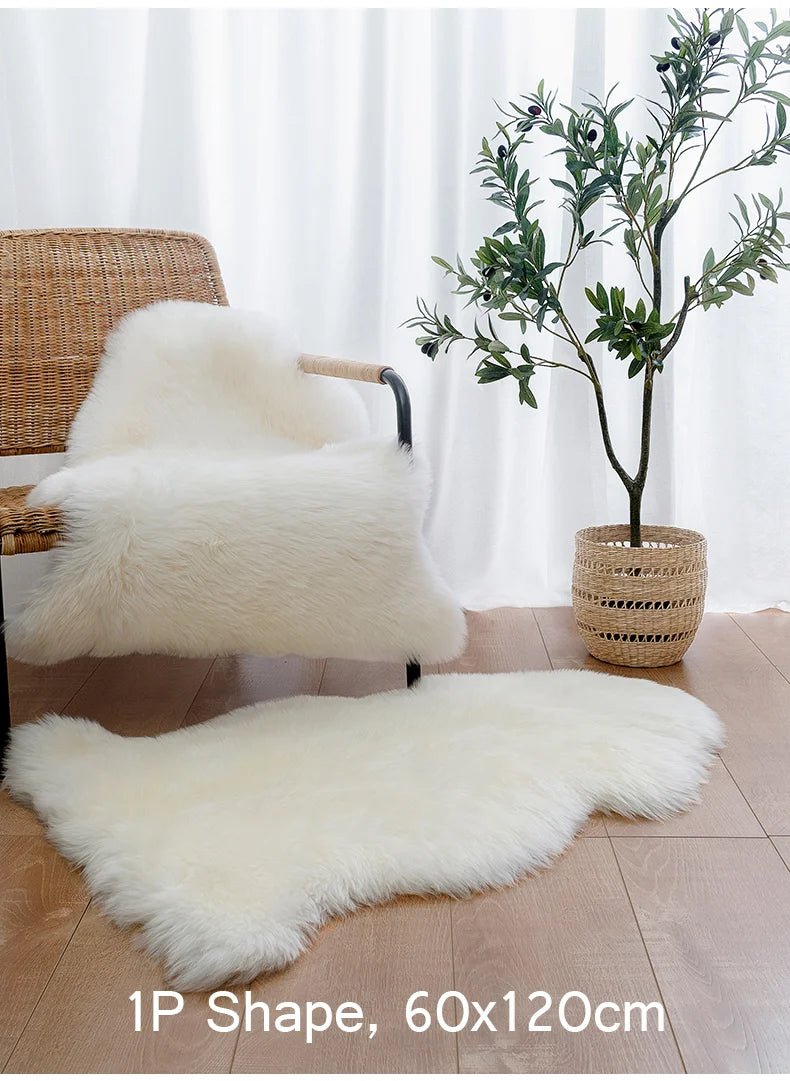 FORSWAN Soft White Faux Fur Area Rugs Kids Living Room Bedroom Shaggy Floor Chair Mat Home Decor Sheepskin Plush Bedside Carpet