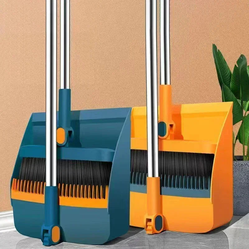 Household Broom & Dustpan Set – Foldable Garbage Shovel with Comb Teeth & 45° Angled Brush Head for Floor Sweeping